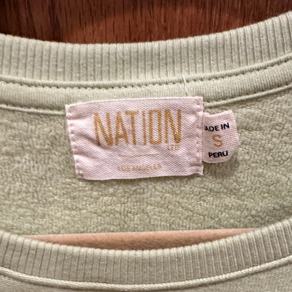 Nation LTD Sage Green Puff Sleeve Sweatshirt​ - Picture 2 of 6